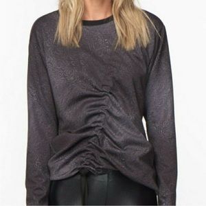 Koral Paradigm Jacquard Glitch Ruched Synthetic Scuba Pullover Top